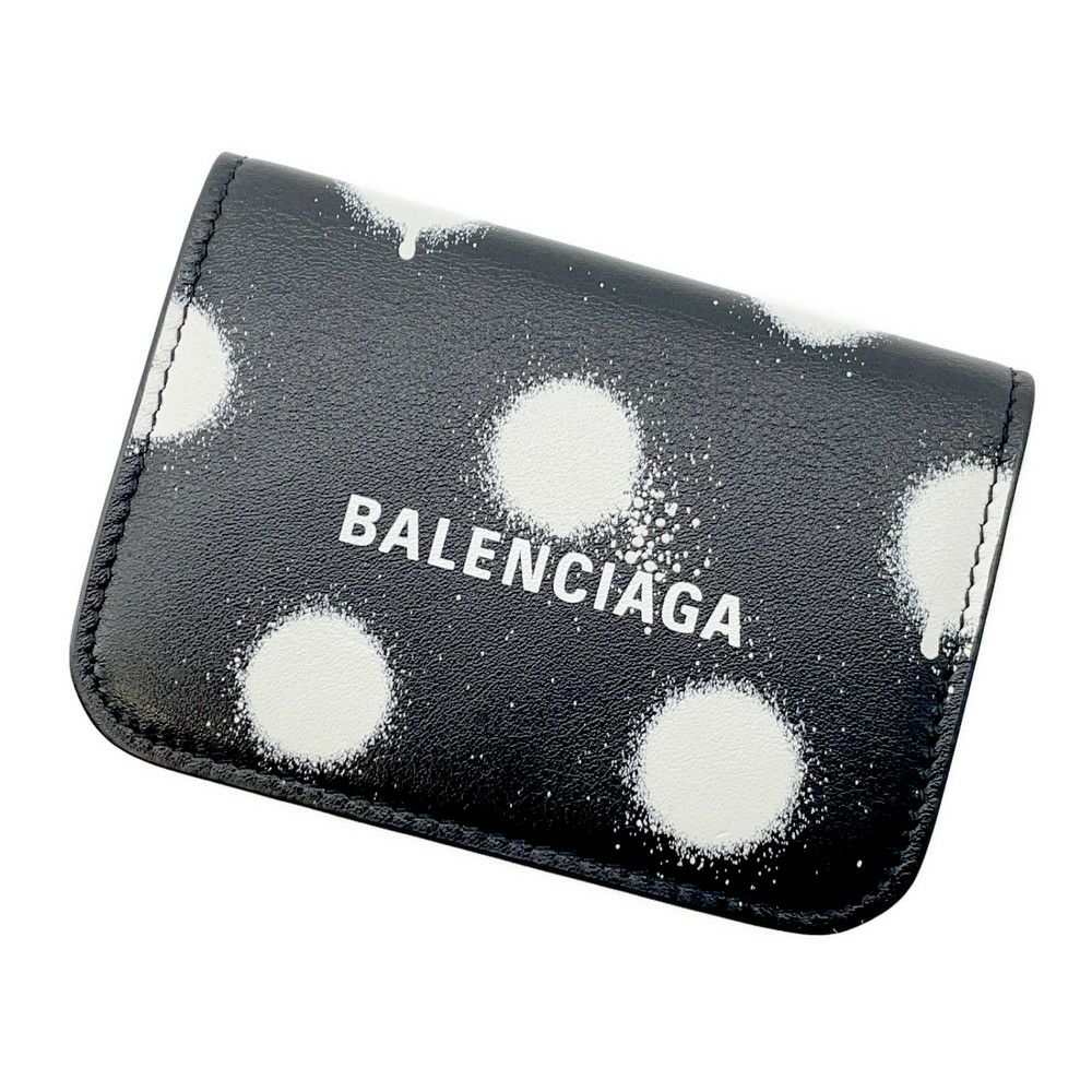バレンシアガ 三つ折り財布 ドット キャッシュ ミニ ウォレット 593813 BALENCIAGA 黒 ブラック