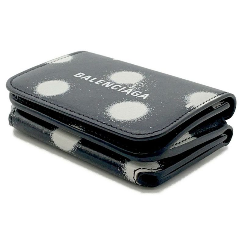 バレンシアガ 三つ折り財布 ドット キャッシュ ミニ ウォレット 593813 BALENCIAGA 黒 ブラック
