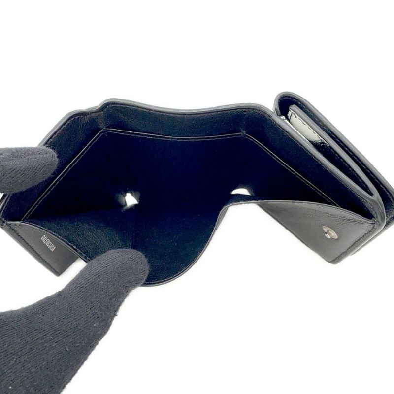 バレンシアガ 三つ折り財布 ドット キャッシュ ミニ ウォレット 593813 BALENCIAGA 黒 ブラック