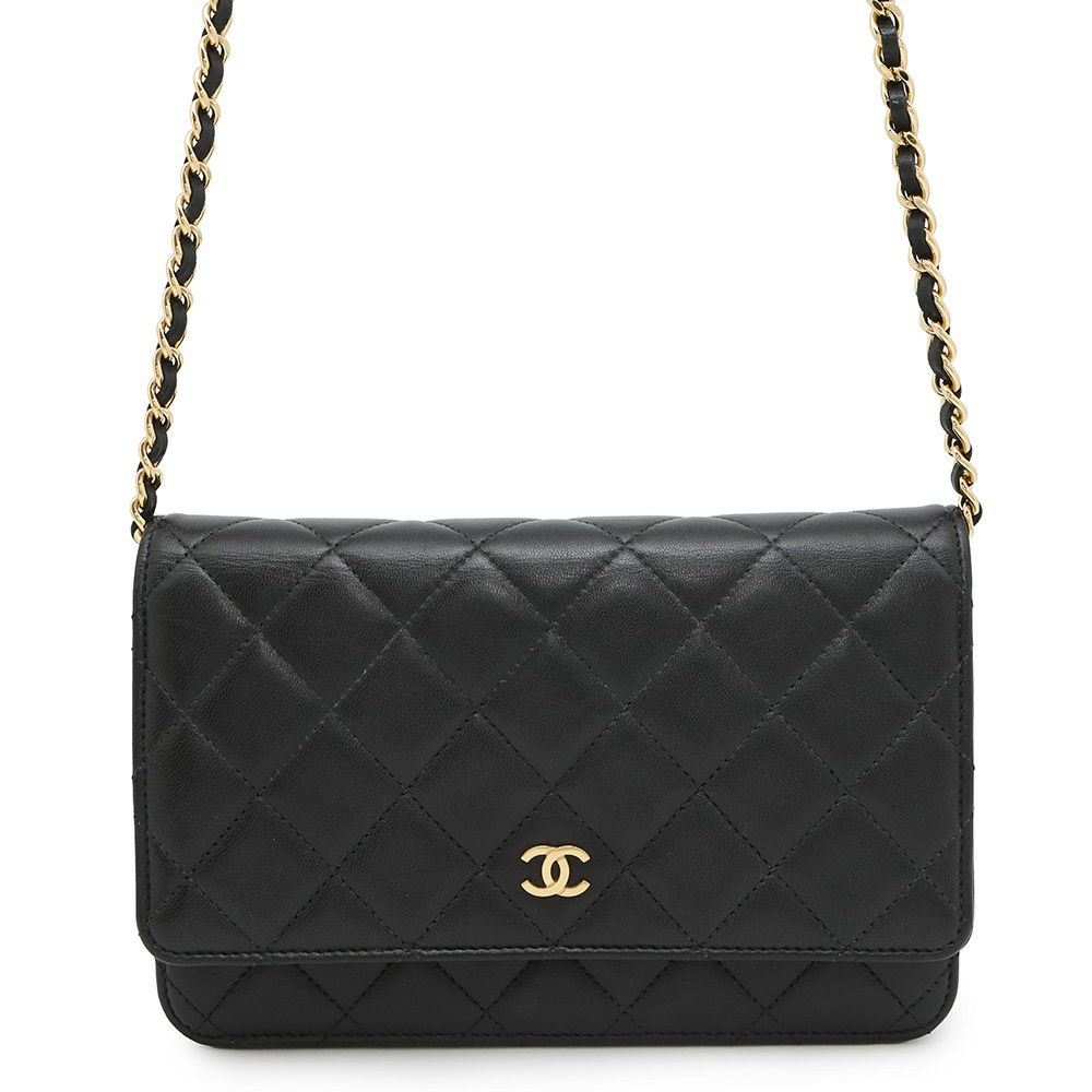 シャネル チェーンウォレット クラシック マトラッセ ココマーク ラムスキン AP0250 CHANEL 財布 黒