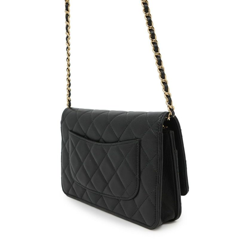 シャネル チェーンウォレット クラシック マトラッセ ココマーク ラムスキン AP0250 CHANEL 財布 黒