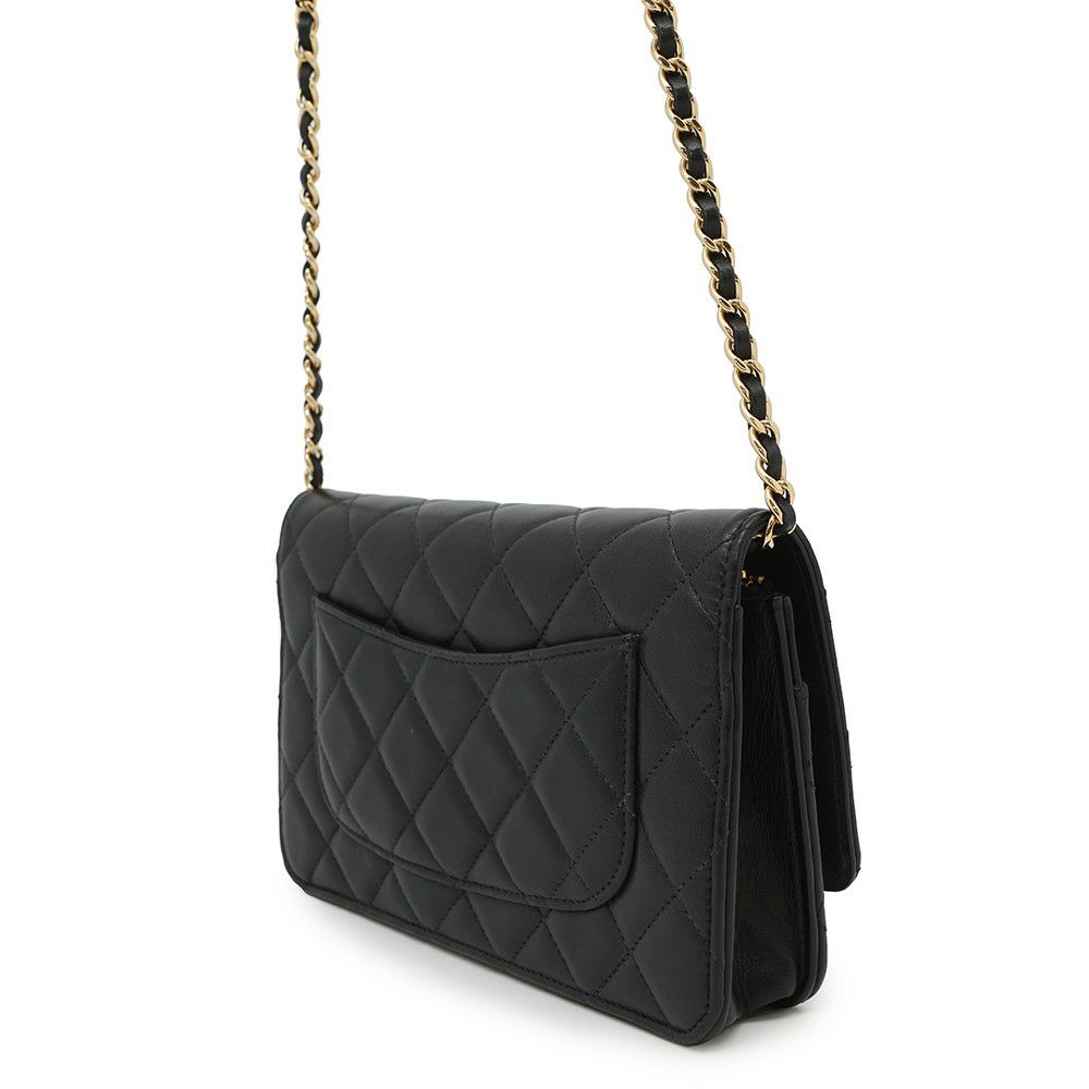 シャネル チェーンウォレット クラシック マトラッセ ココマーク ラムスキン AP0250 CHANEL 財布 黒