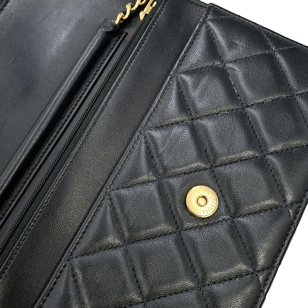 シャネル チェーンウォレット クラシック マトラッセ ココマーク ラムスキン AP0250 CHANEL 財布 黒