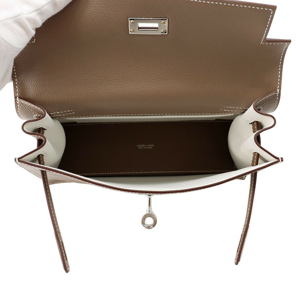 エルメス ショルダーバッグ ケリーダンス2 ヴェルソ エトゥープ/グリスペール/シルバー金具 エバーカラー W刻印