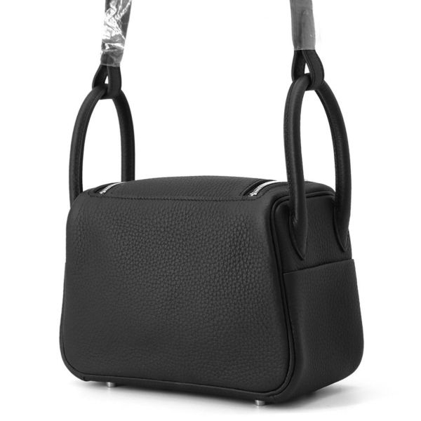 エルメス ハンドバッグ リンディ ミニ ブラック/シルバー金具 トリヨンクレマンス K刻印 HERMES バッグ 2wayショルダーバッグ 黒