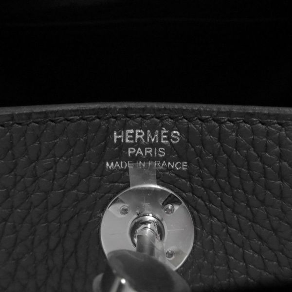 エルメス ハンドバッグ リンディ ミニ ブラック/シルバー金具 トリヨンクレマンス K刻印 HERMES バッグ 2wayショルダーバッグ 黒