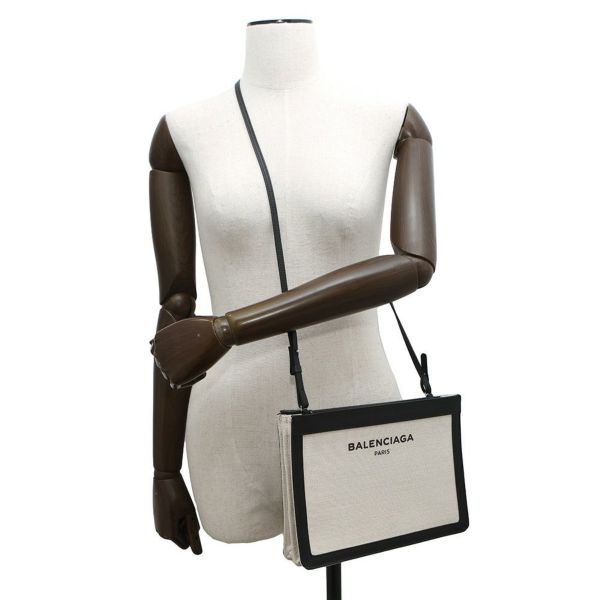 バレンシアガ ショルダーバッグ ネイビーポシェット キャンバス レザー 339937 BALENCIAGA 黒
