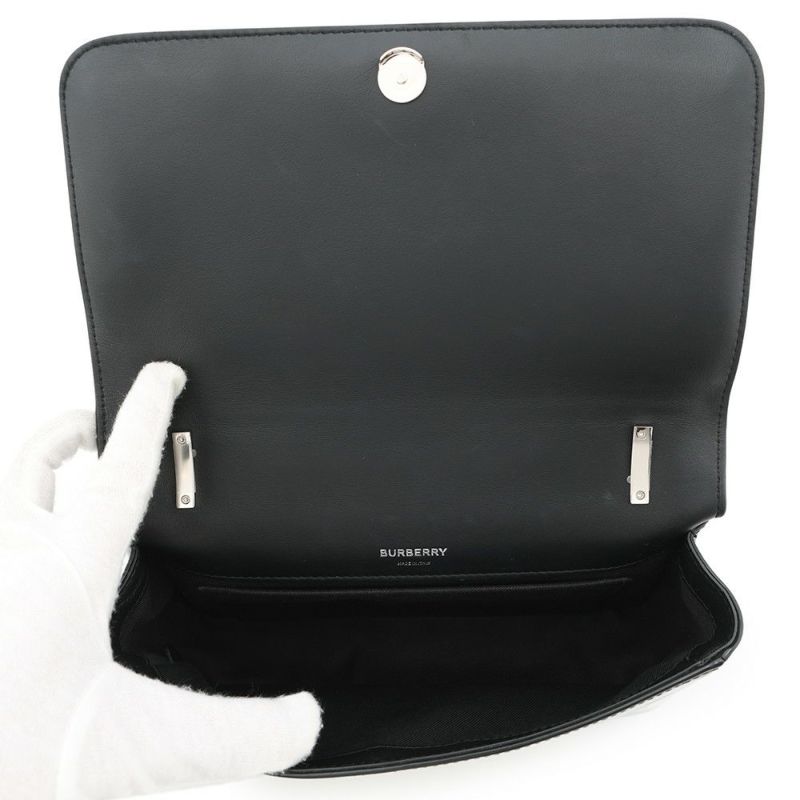 バーバリー チェーンショルダーバッグ プリント パテント BURBERRY 黒