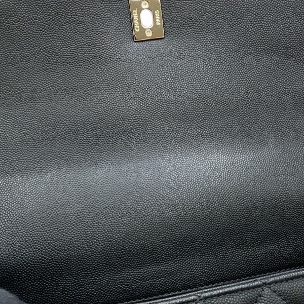 シャネル ハンドバッグ マトラッセ ココマーク ハンドル フラップ キャビアスキン リザード A92991 2way 黒