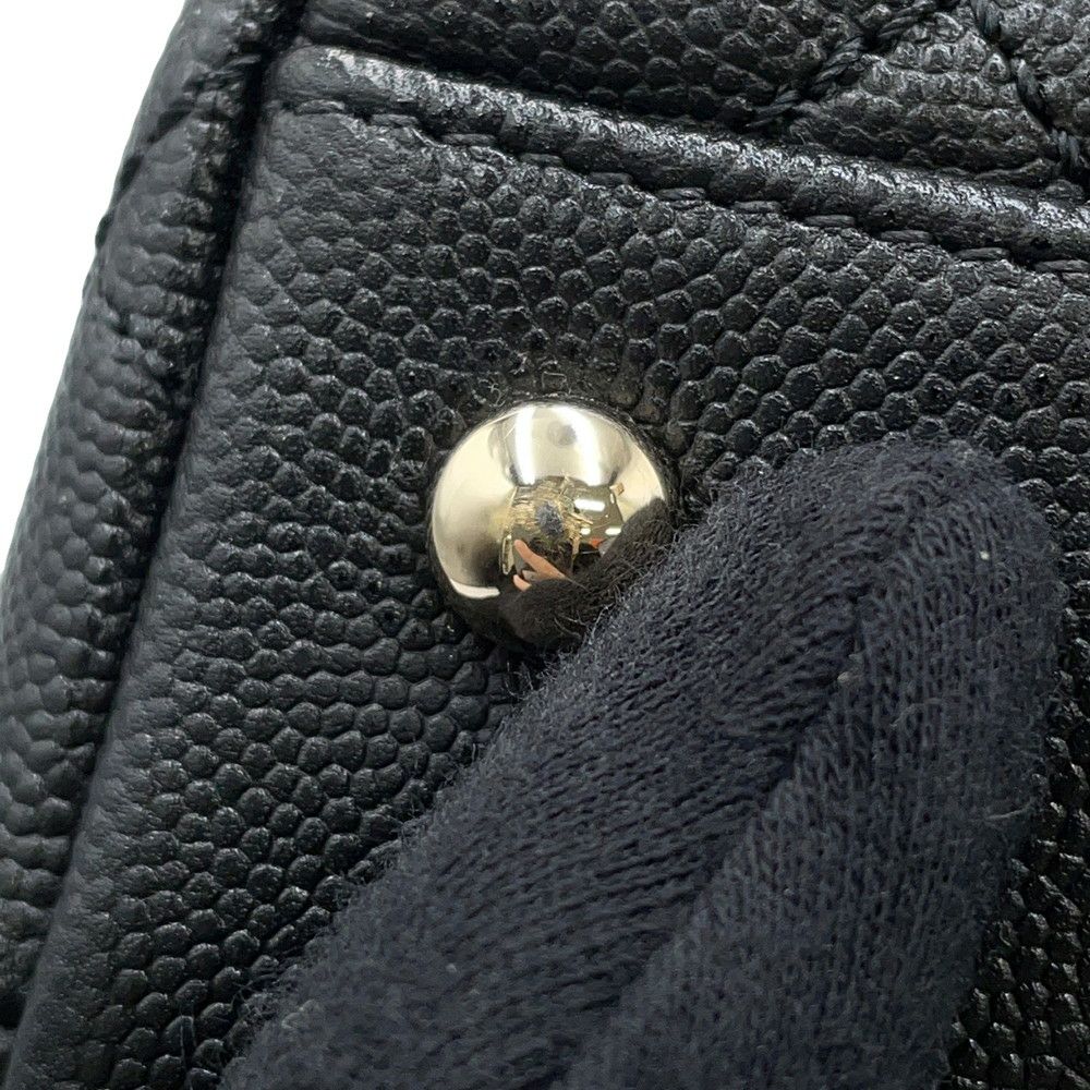 シャネル ハンドバッグ マトラッセ ココマーク ハンドル フラップ キャビアスキン リザード A92991 2way 黒