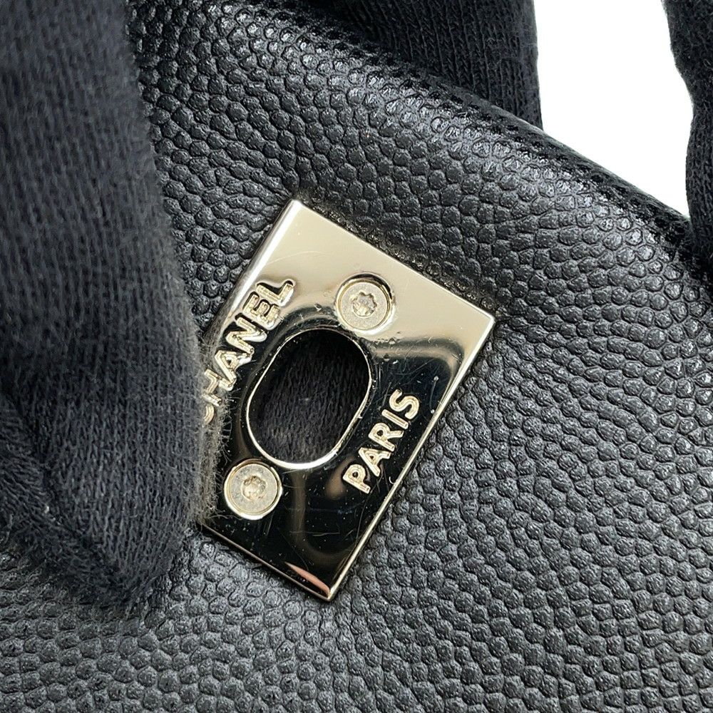 シャネル ハンドバッグ マトラッセ ココマーク ハンドル フラップ キャビアスキン リザード A92991 2way 黒