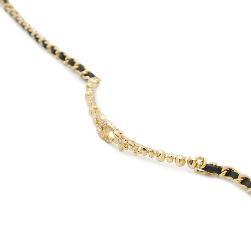 シャネル ネックレス ココマーク フラワー チョーカー ラインストーン ラムスキン I23A ABB327 CHANEL アクセサリー