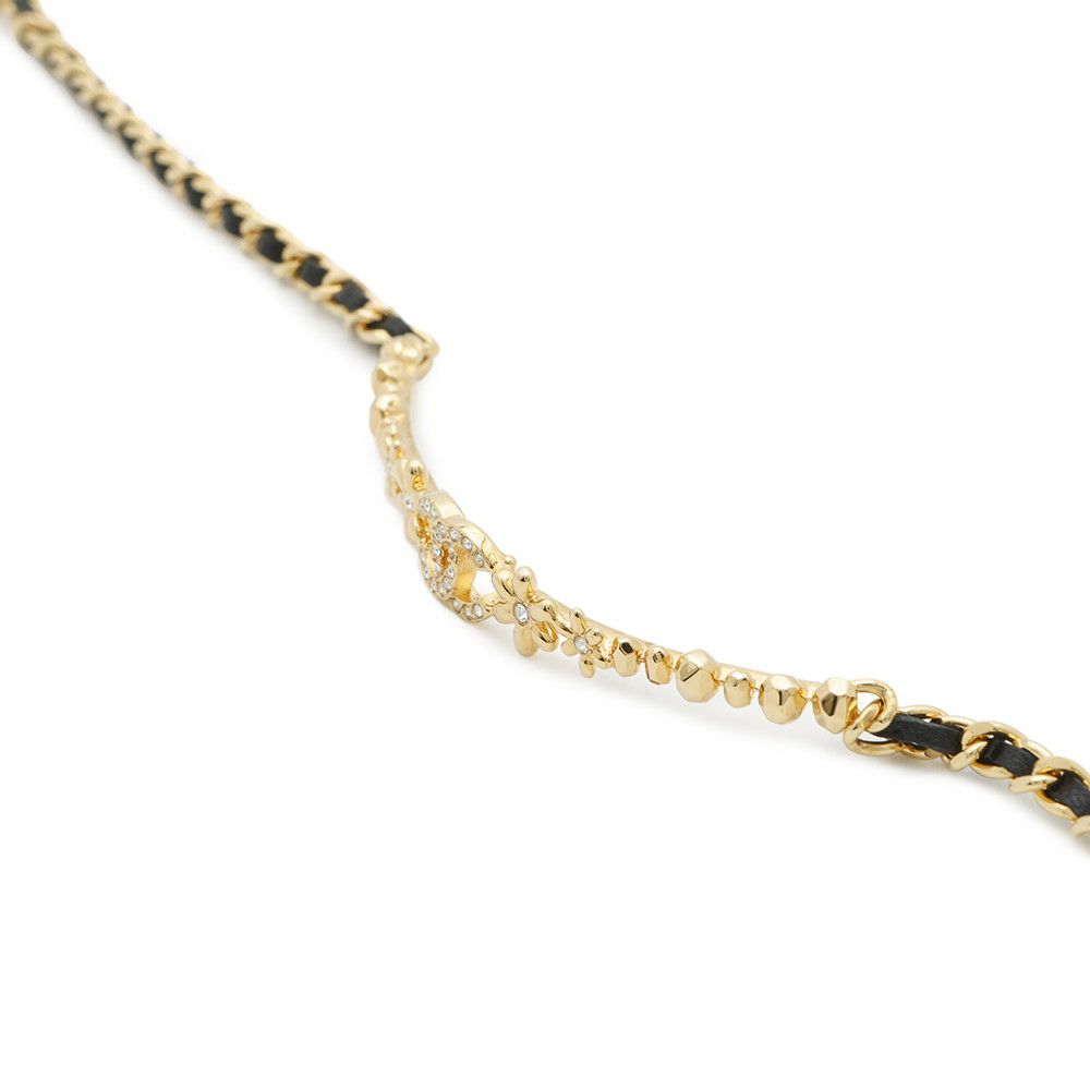シャネル ネックレス ココマーク フラワー チョーカー ラインストーン ラムスキン I23A ABB327 CHANEL アクセサリー