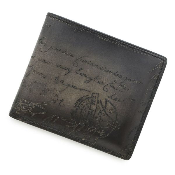 ベルルッティ 二つ折り財布 カリグラフィ レザー Berluti メンズ 黒