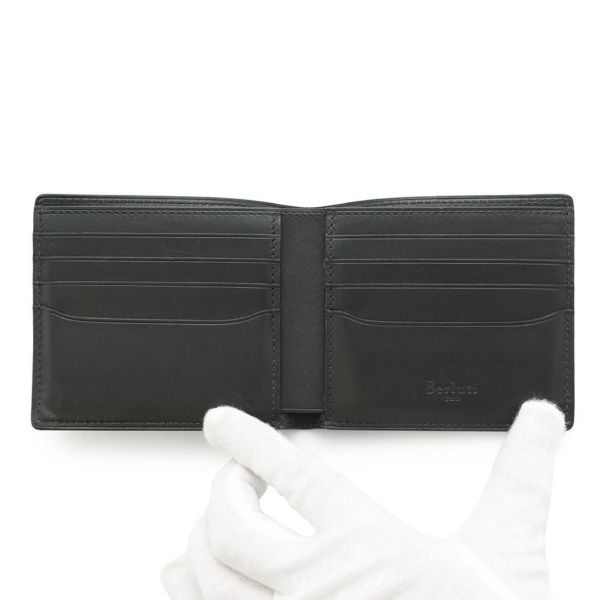 ベルルッティ 二つ折り財布 カリグラフィ レザー Berluti メンズ 黒