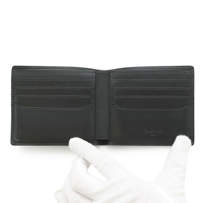 ベルルッティ 二つ折り財布 カリグラフィ レザー Berluti メンズ 黒