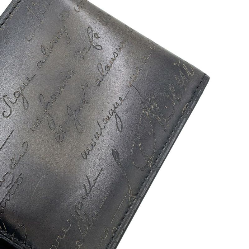 ベルルッティ 二つ折り財布 カリグラフィ レザー Berluti メンズ 黒