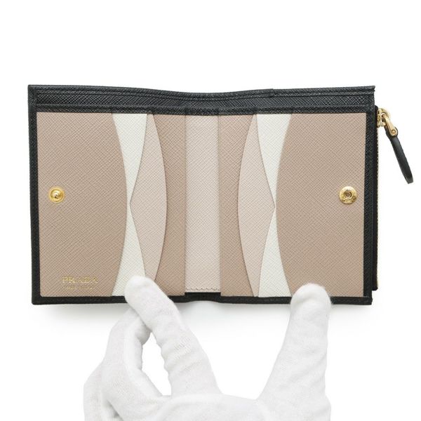 プラダ 二つ折り財布 サフィアーノマルチカラー 1ML050 PRADA 黒