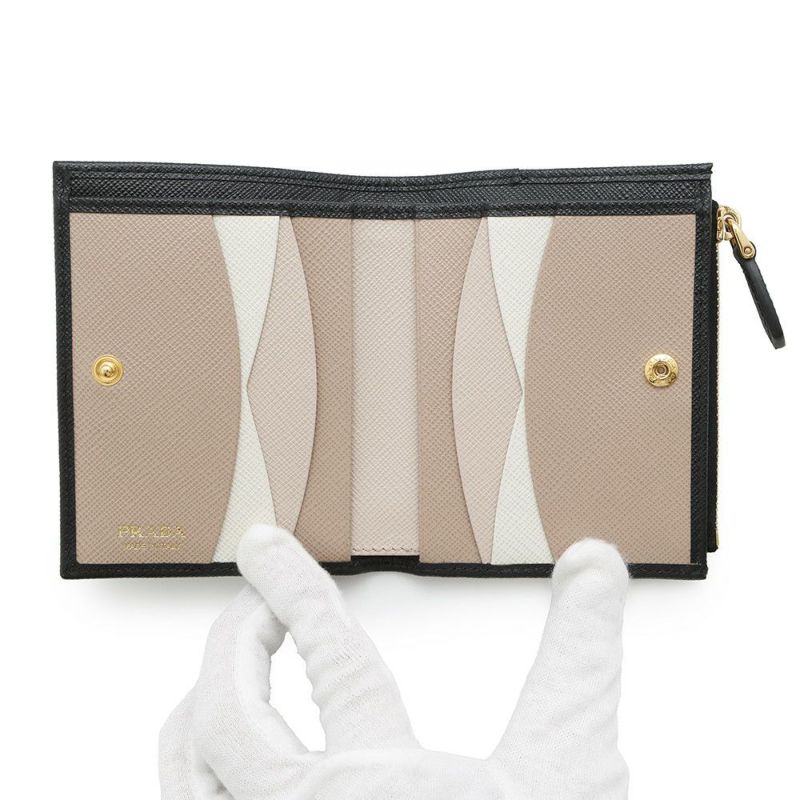 プラダ 二つ折り財布 サフィアーノマルチカラー 1ML050 PRADA 黒