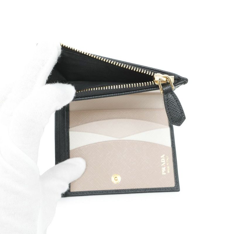 プラダ 二つ折り財布 サフィアーノマルチカラー 1ML050 PRADA 黒