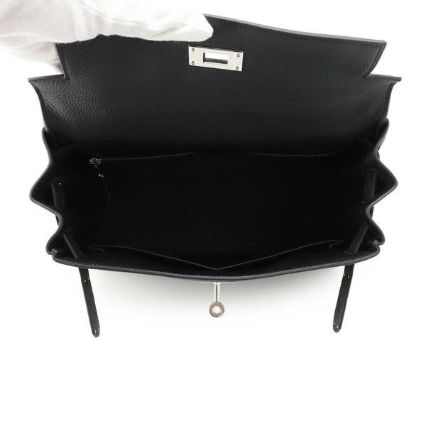 エルメス ハンドバッグ ケリー28 内縫い ブラック/シルバー金具 トゴ K刻印 2wayショルダー 黒