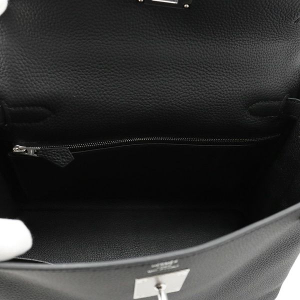 エルメス ハンドバッグ ケリー28 内縫い ブラック/シルバー金具 トゴ K刻印 2wayショルダー 黒