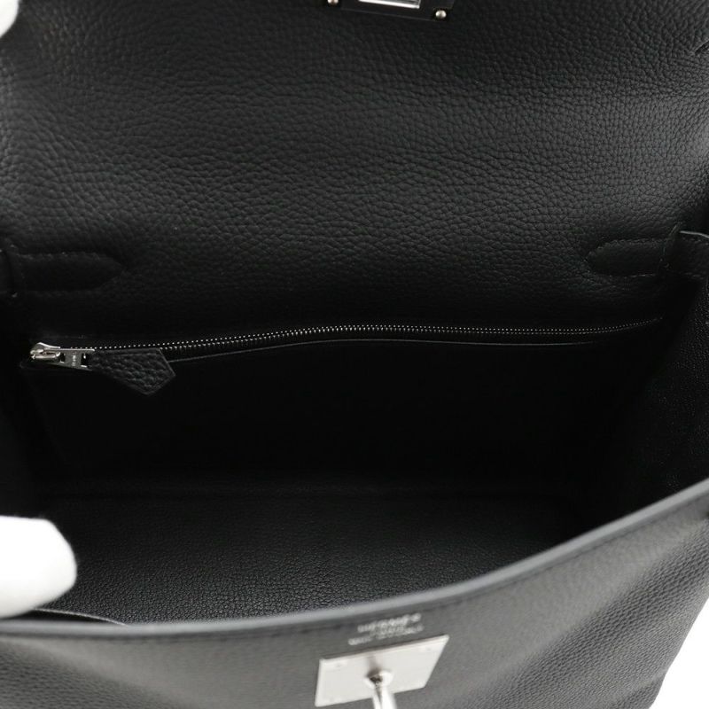 エルメス ハンドバッグ ケリー28 内縫い ブラック/シルバー金具 トゴ K刻印 2wayショルダー 黒