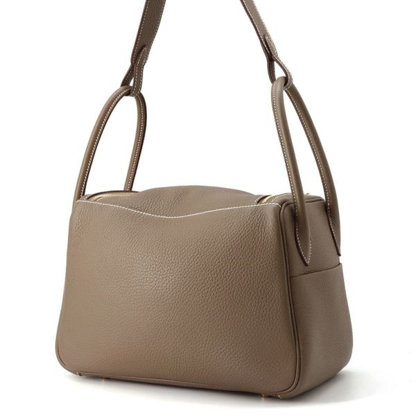 エルメス ハンドバッグ リンディ26  エトゥープ/ゴールド金具 トリヨンクレマンス W刻印 HERMES 2way ショルダーバッグ