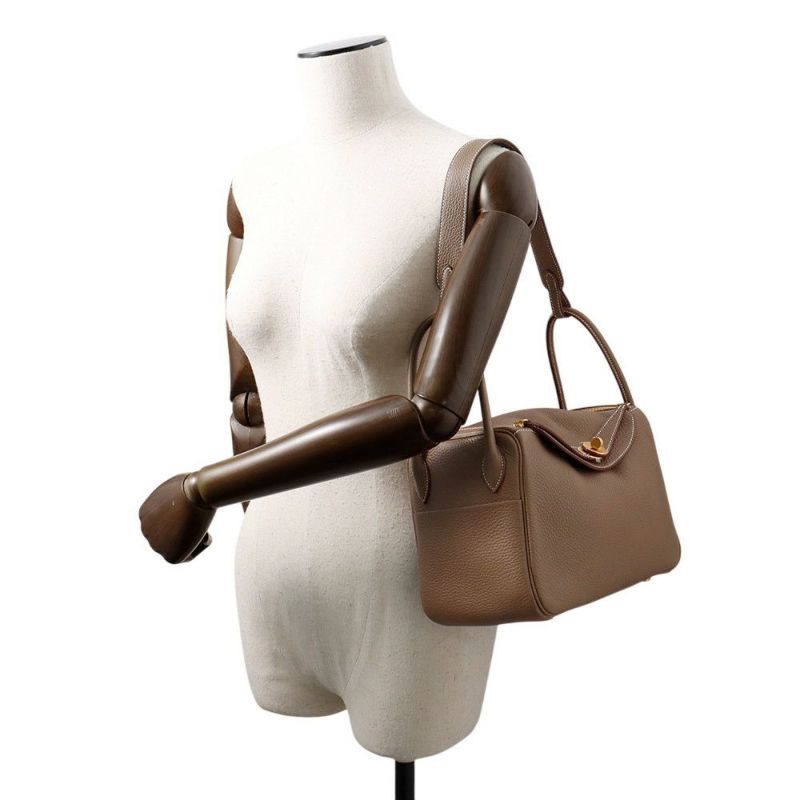 エルメス ハンドバッグ リンディ26  エトゥープ/ゴールド金具 トリヨンクレマンス W刻印 HERMES 2way ショルダーバッグ