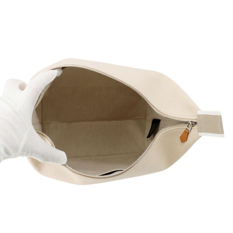 エルメス ポーチ ブリッド・ア・ブラックGM ベージュ/シルバー金具 キャンバス HERMES バッグ 小物入れ