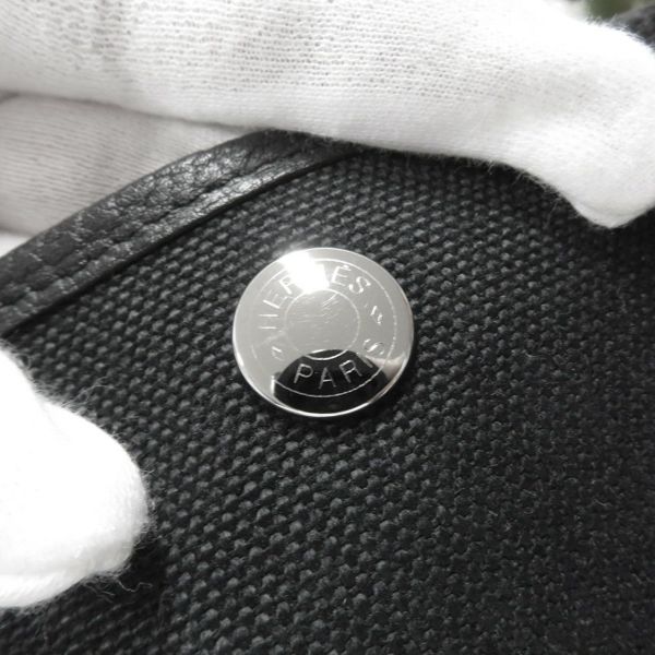 エルメス トートバッグ ガーデンパーティPM ブラック/シルバー金具 トワルミリタリー/ネゴンダ U刻印 HERMES 黒