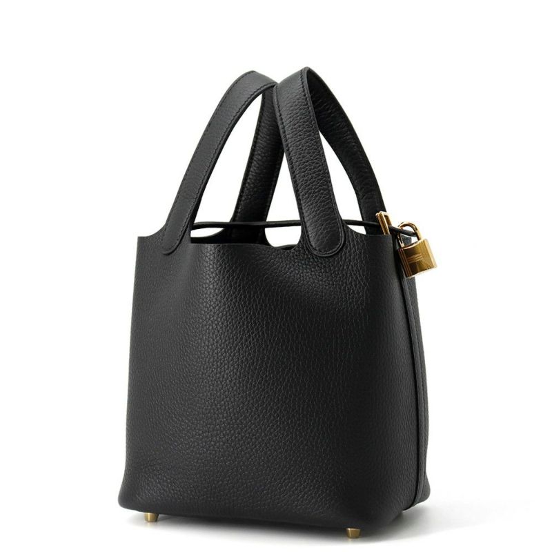 エルメス ハンドバッグ ピコタンロックPM ブラック/ゴールド金具 トリヨンクレマンス K刻印 HERMES トートバッグ 黒