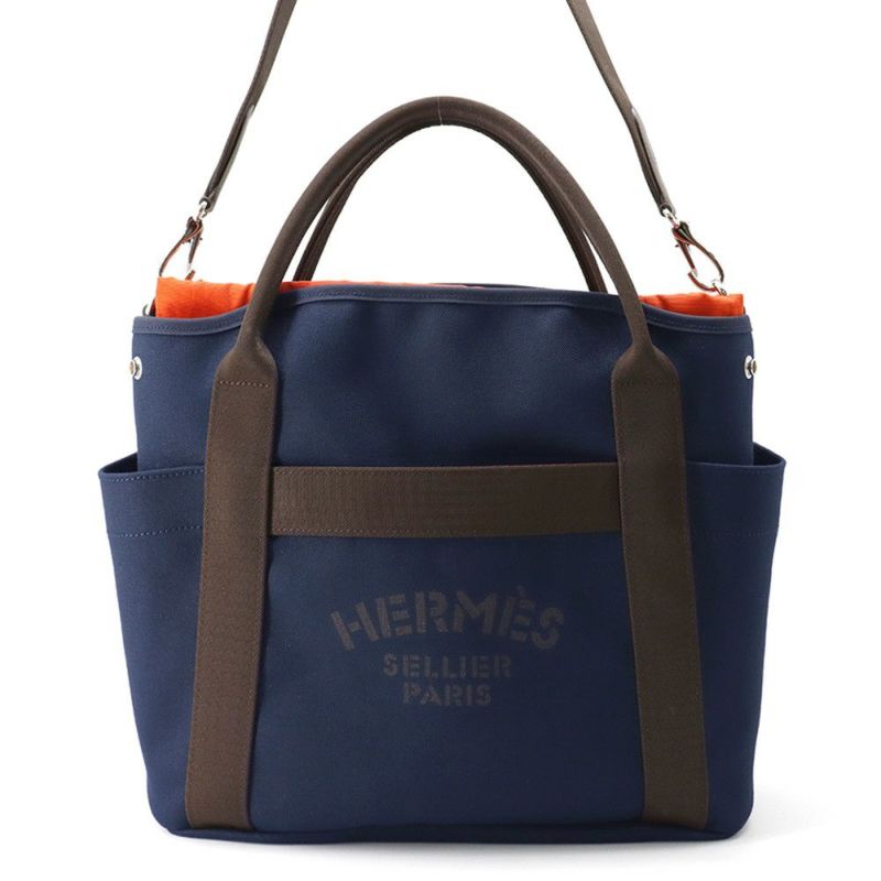エルメス サックドパンサージュ グルーム SAC DE PANSAGE GROOM ネイビー/フー B刻印 2wayショルダー