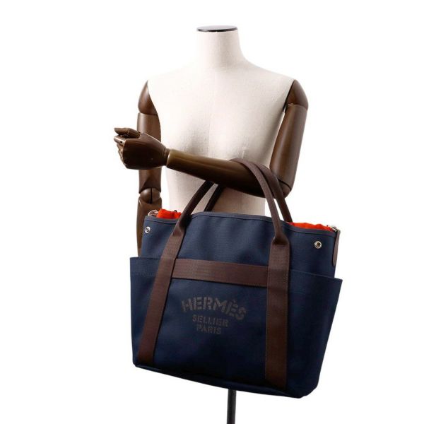 エルメス サックドパンサージュ グルーム SAC DE PANSAGE GROOM ネイビー/フー B刻印 2wayショルダー
