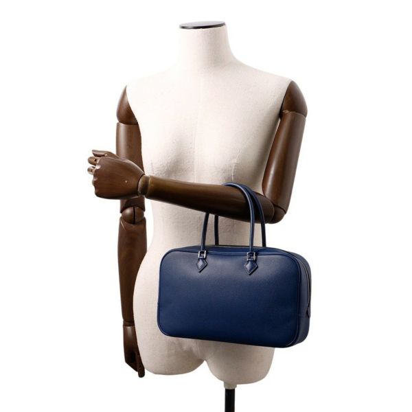 エルメス ハンドバッグ プリュム エラン28 ネイビー/シルバー金具 エプソン □N刻印