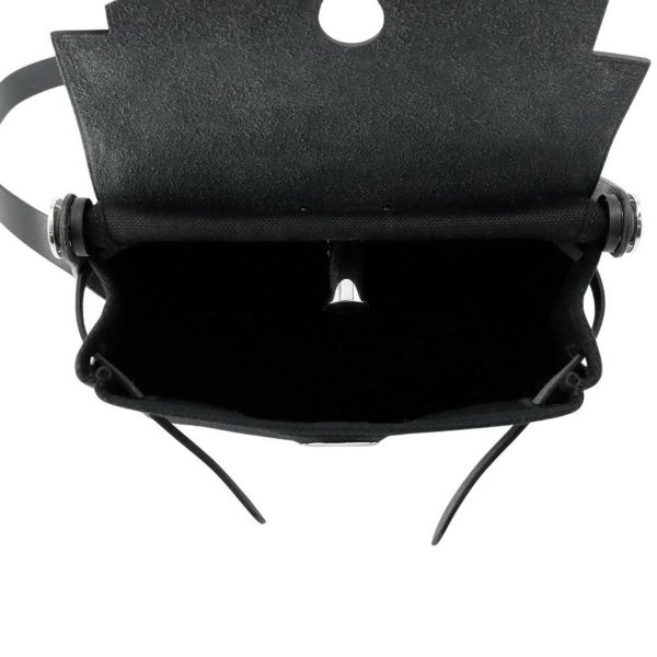 エルメス ショルダーバッグ エールバッグジップ ミニ ブラック/シルバー金具 トワルアッシュヴァイキング/ヴァッシュハンター W刻印 黒