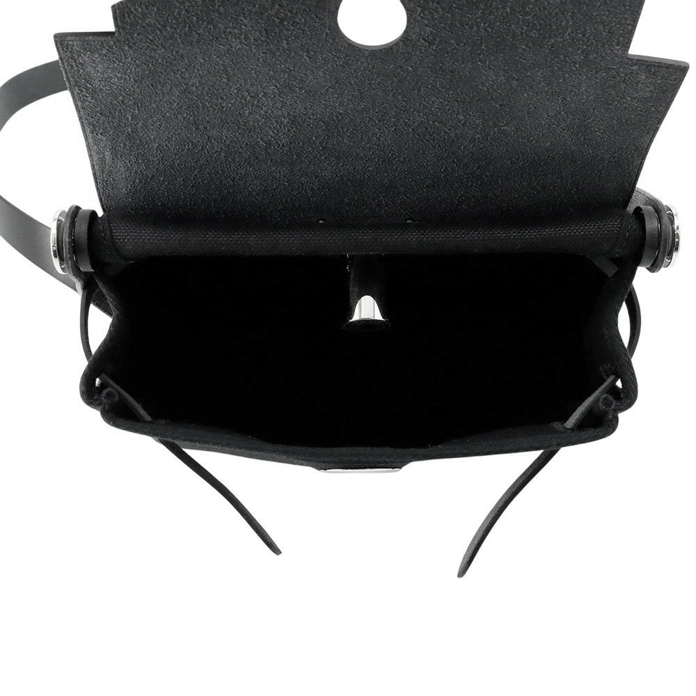 エルメス ショルダーバッグ エールバッグジップ ミニ ブラック/シルバー金具 トワルアッシュヴァイキング/ヴァッシュハンター W刻印 黒
