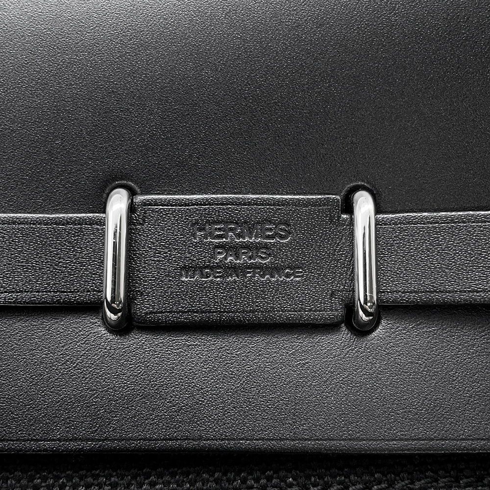 エルメス ショルダーバッグ エールバッグジップ ミニ ブラック/シルバー金具 トワルアッシュヴァイキング/ヴァッシュハンター W刻印 黒