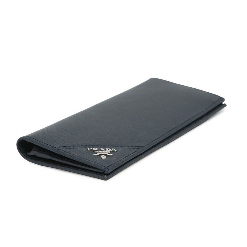 プラダ 長財布 サフィアーノトライアングルウォレット ロゴ 2M0836 PRADA 財布 メンズ ネイビー