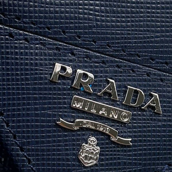 プラダ 長財布 サフィアーノトライアングルウォレット ロゴ 2M0836 PRADA 財布 メンズ ネイビー