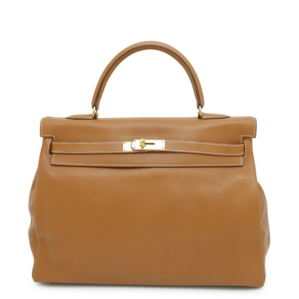 エルメス ハンドバッグ ケリー35 内縫い ゴールド/ゴールド金具 スイフト A刻印 2wayショルダー