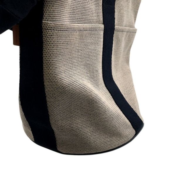 エルメス ハンドバッグ サクソー MM ベージュ/ブラック/シルバー金具 トワルアッシュ/キャンバス