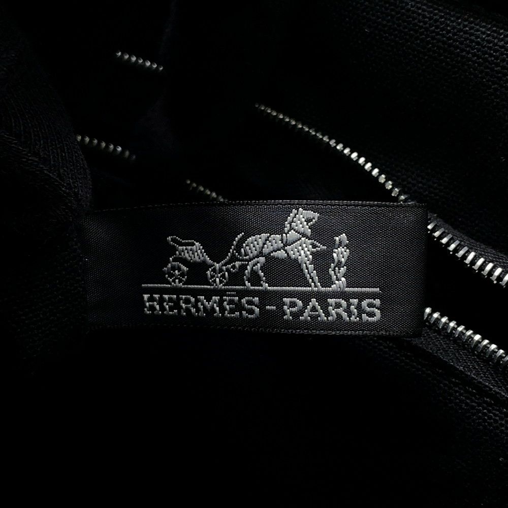 エルメス ハンドバッグ サクソー MM ベージュ/ブラック/シルバー金具 トワルアッシュ/キャンバス