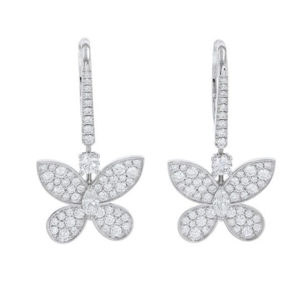 グラフ ピアス パヴェ バタフライ ミニ ダイヤモンド ドロップ イヤリング ダイヤ 計約1.43ct K18WGホワイトゴールド RGE1167