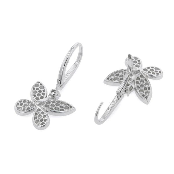 グラフ ピアス パヴェ バタフライ ミニ ダイヤモンド ドロップ イヤリング ダイヤ 計約1.43ct K18WGホワイトゴールド RGE1167