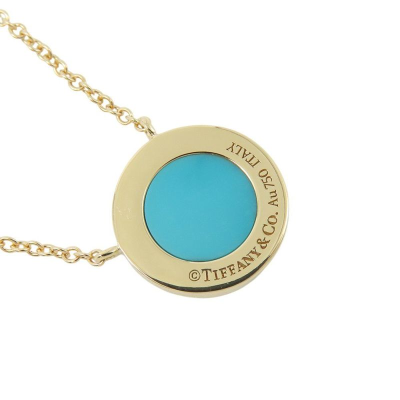ティファニー ネックレス T ダイヤモンド＆ターコイズ サークル ペンダント K18YGイエローゴールド Tiffany&Co.