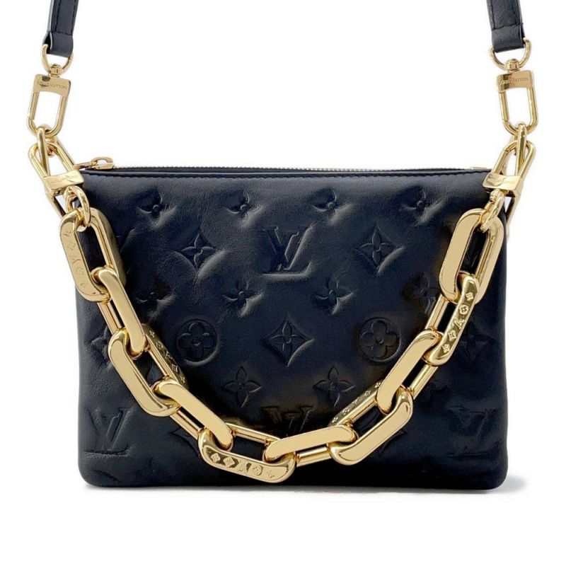ルイヴィトン ショルダーバッグ モノグラム/ラムレザー クッサンPM M57790 LOUIS VUITTON 3wayクラッチ ブラック 黒