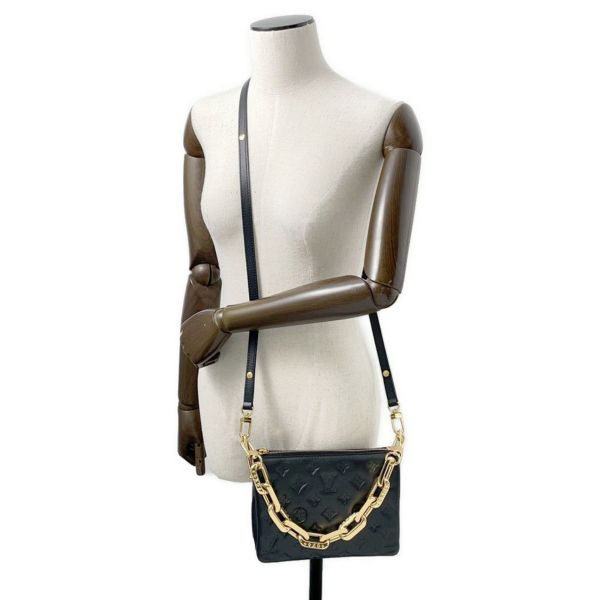 ルイヴィトン ショルダーバッグ モノグラム/ラムレザー クッサンPM M57790 LOUIS VUITTON 3wayクラッチ ブラック 黒