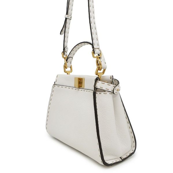 フェンディ ハンドバッグ ミニ ピーカブー セレリア レザー 8BN244 FENDI バッグ ショルダーバッグ 白