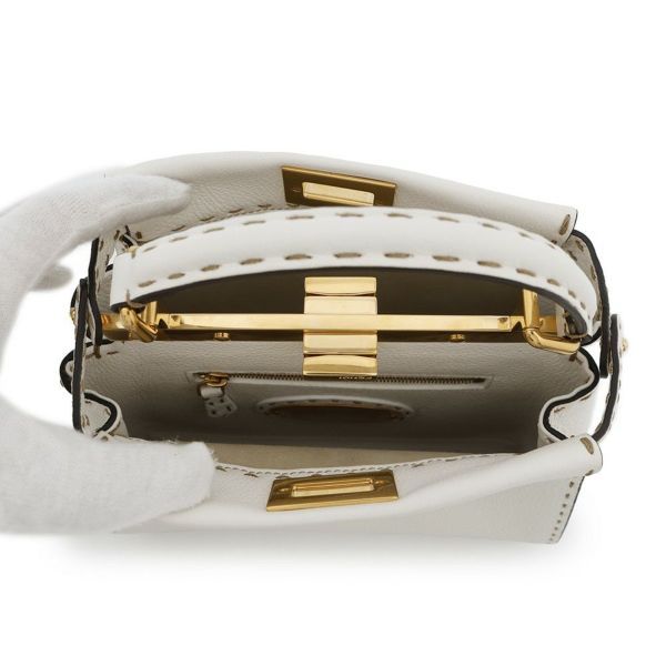 フェンディ ハンドバッグ ミニ ピーカブー セレリア レザー 8BN244 FENDI バッグ ショルダーバッグ 白